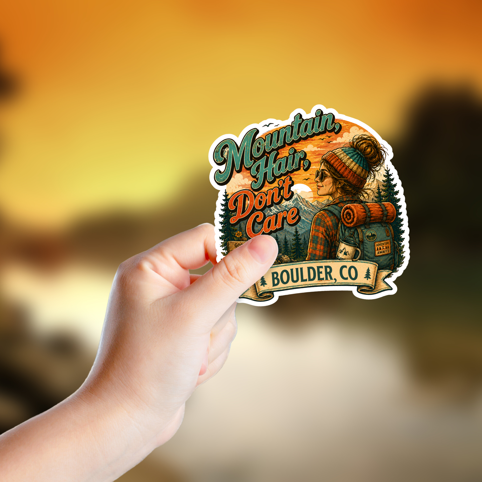 Custom Stickers, Vinyl Stickers | Mountain Hair, Don't Care