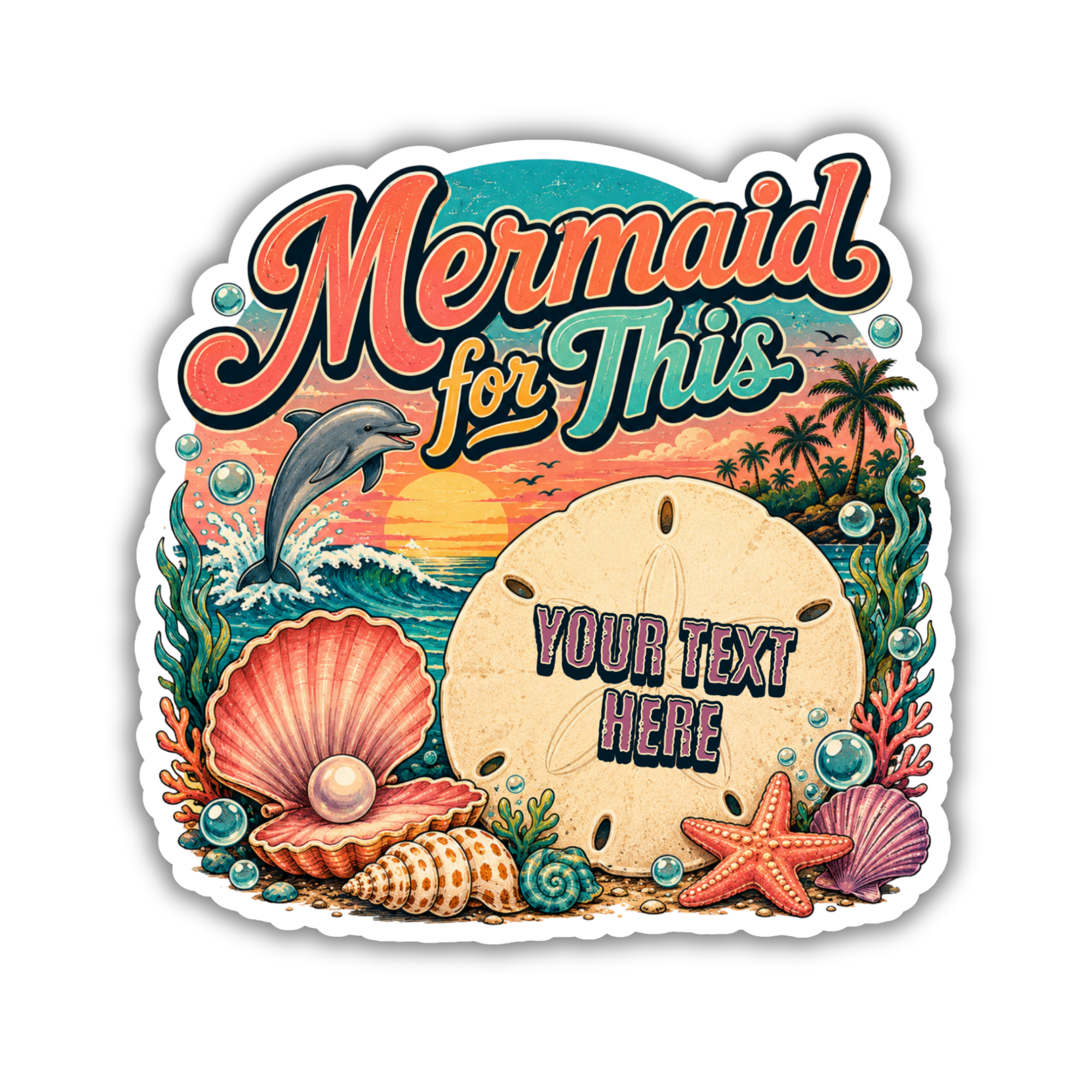 Custom Stickers, Vinyl Stickers | Mermaid Beach Design