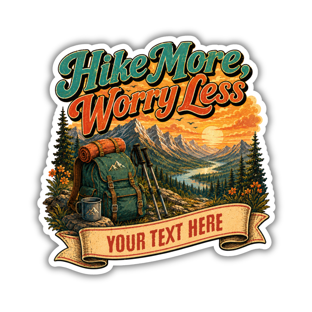 Hike More Worry Less | Custom Stickers, Vinyl Stickers
