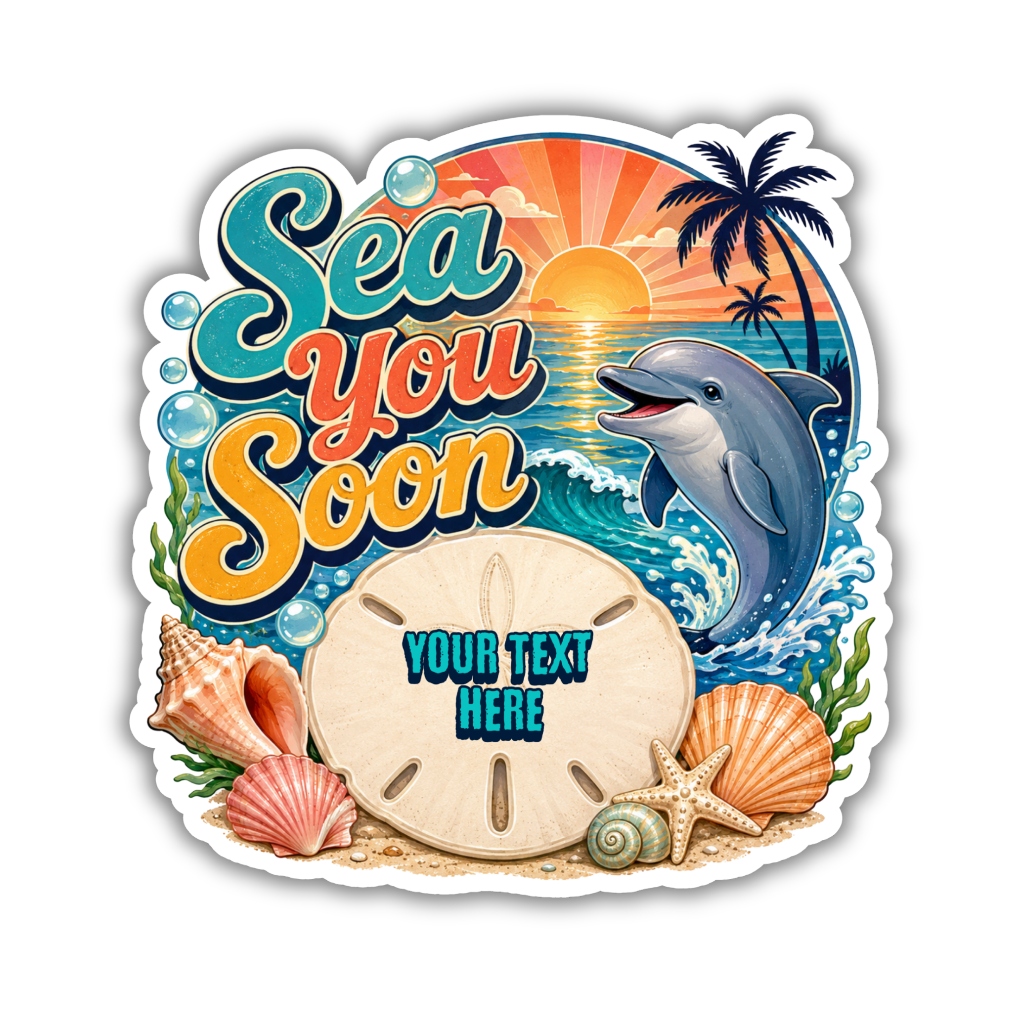 Custom Stickers, Vinyl Stickers | Sea You Soon Dolphin