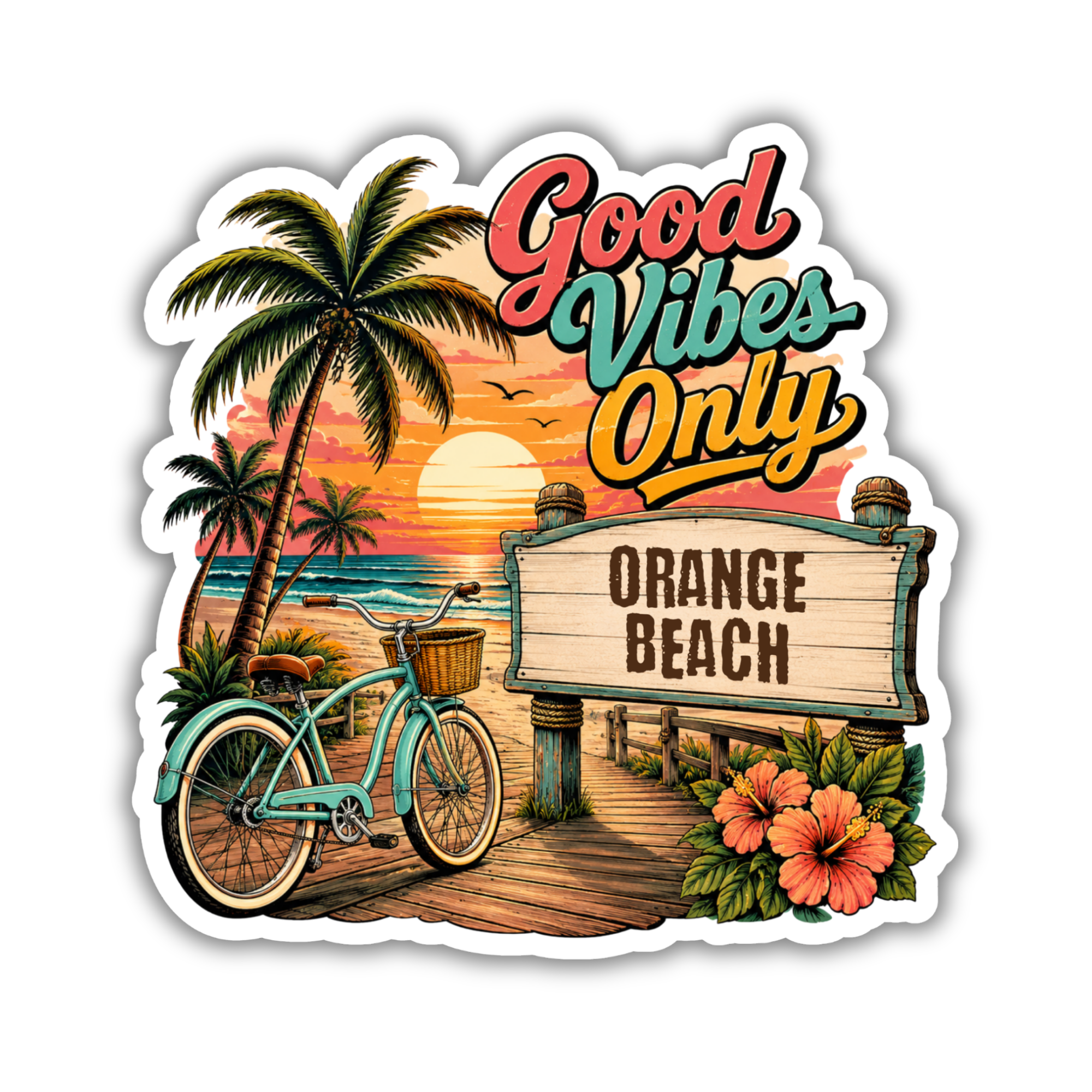Custom Stickers, Vinyl Stickers | Good Vibes Beach Design