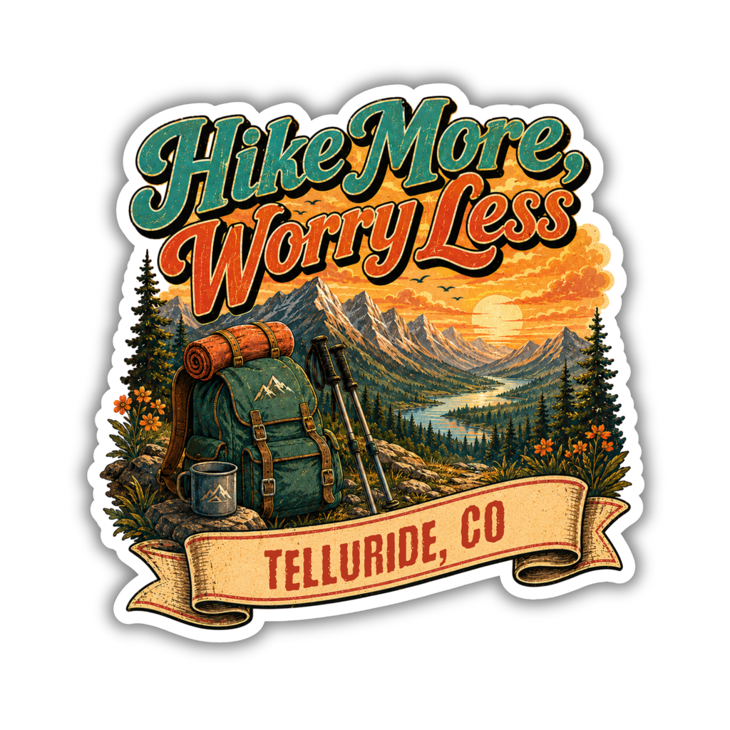 Hike More Worry Less | Custom Stickers, Vinyl Stickers