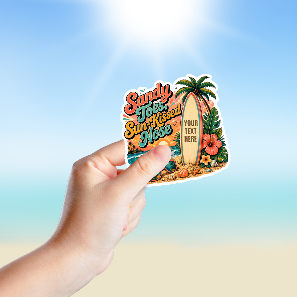 Custom Stickers, Vinyl Stickers | Sandy Toes, Sun-Kissed Nose Surfboard