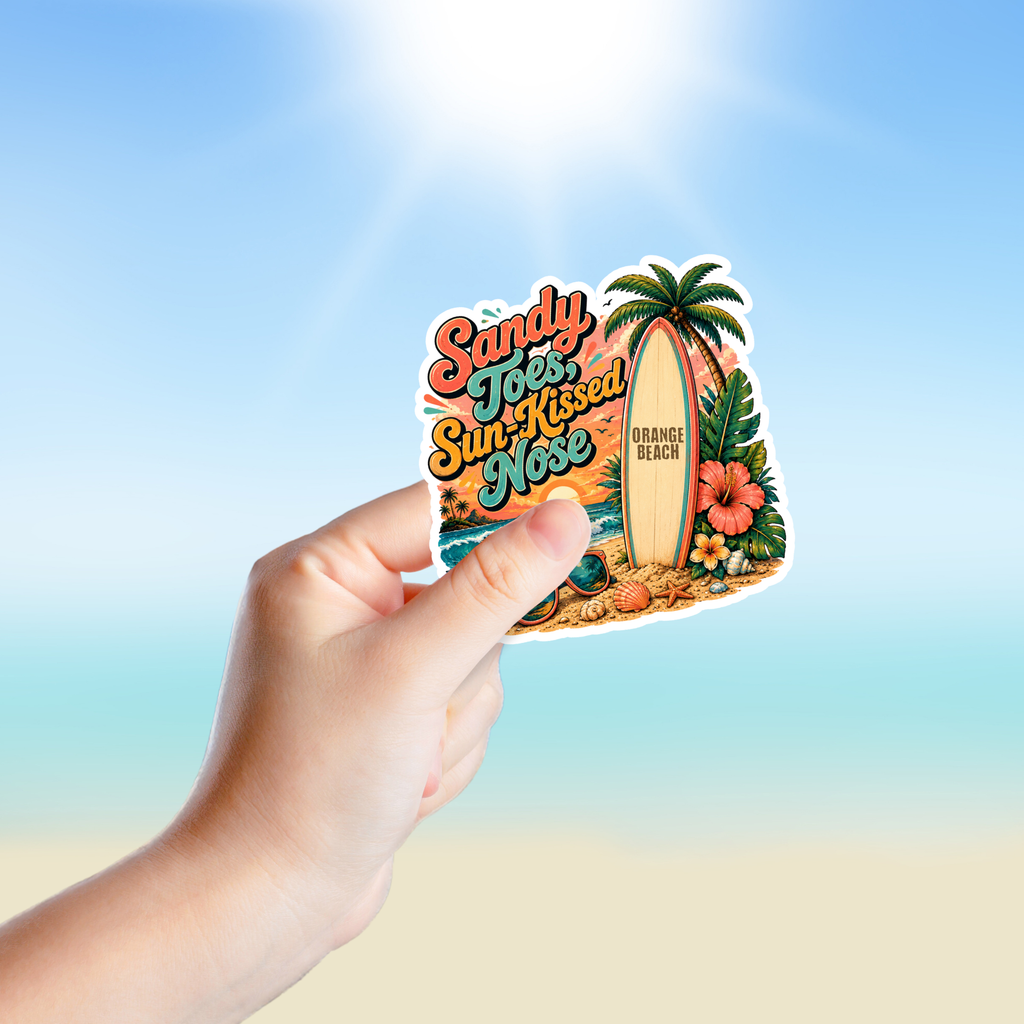 Custom Stickers, Vinyl Stickers | Sandy Toes, Sun-Kissed Nose Surfboard