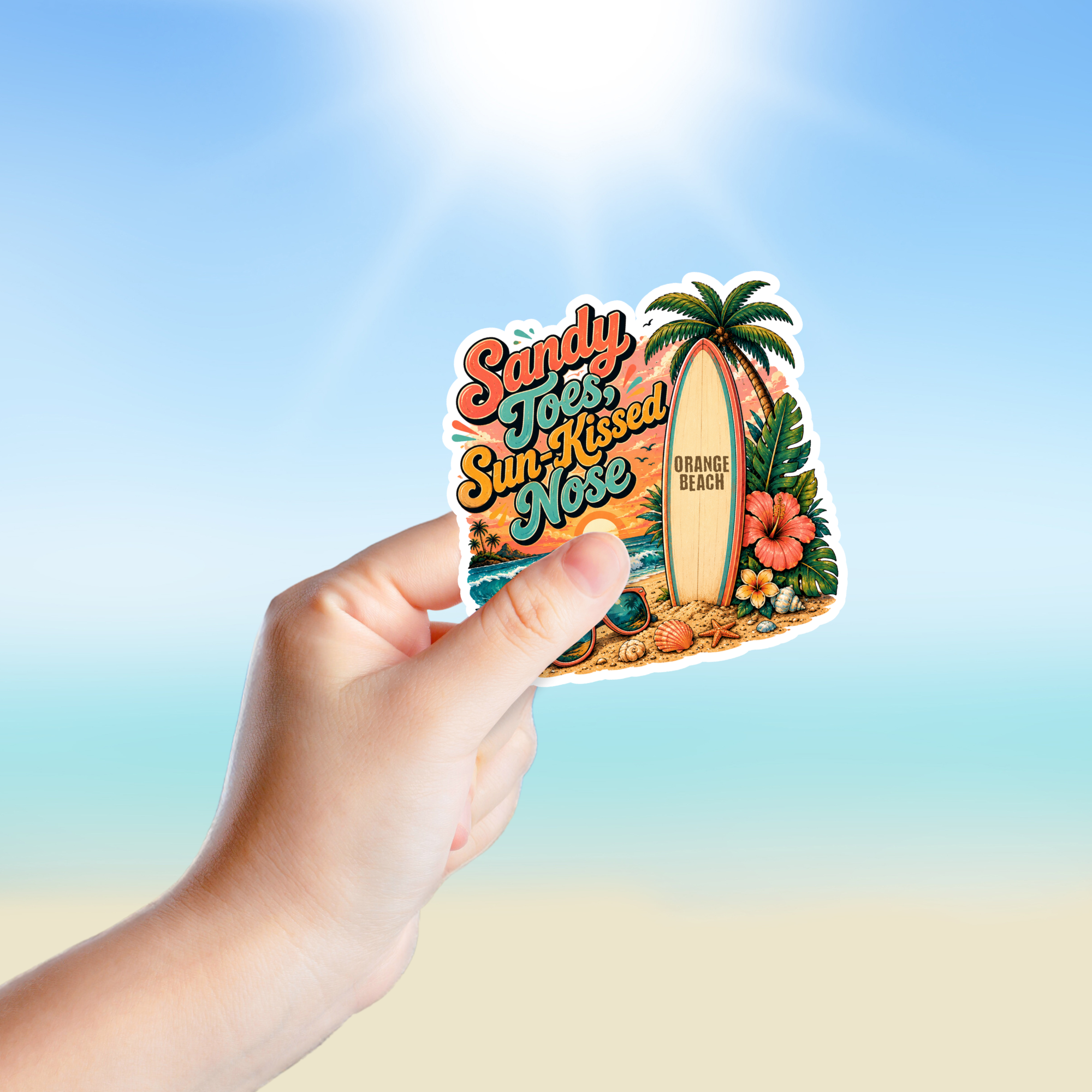 Custom Stickers, Vinyl Stickers | Sandy Toes, Sun-Kissed Nose Surfboard