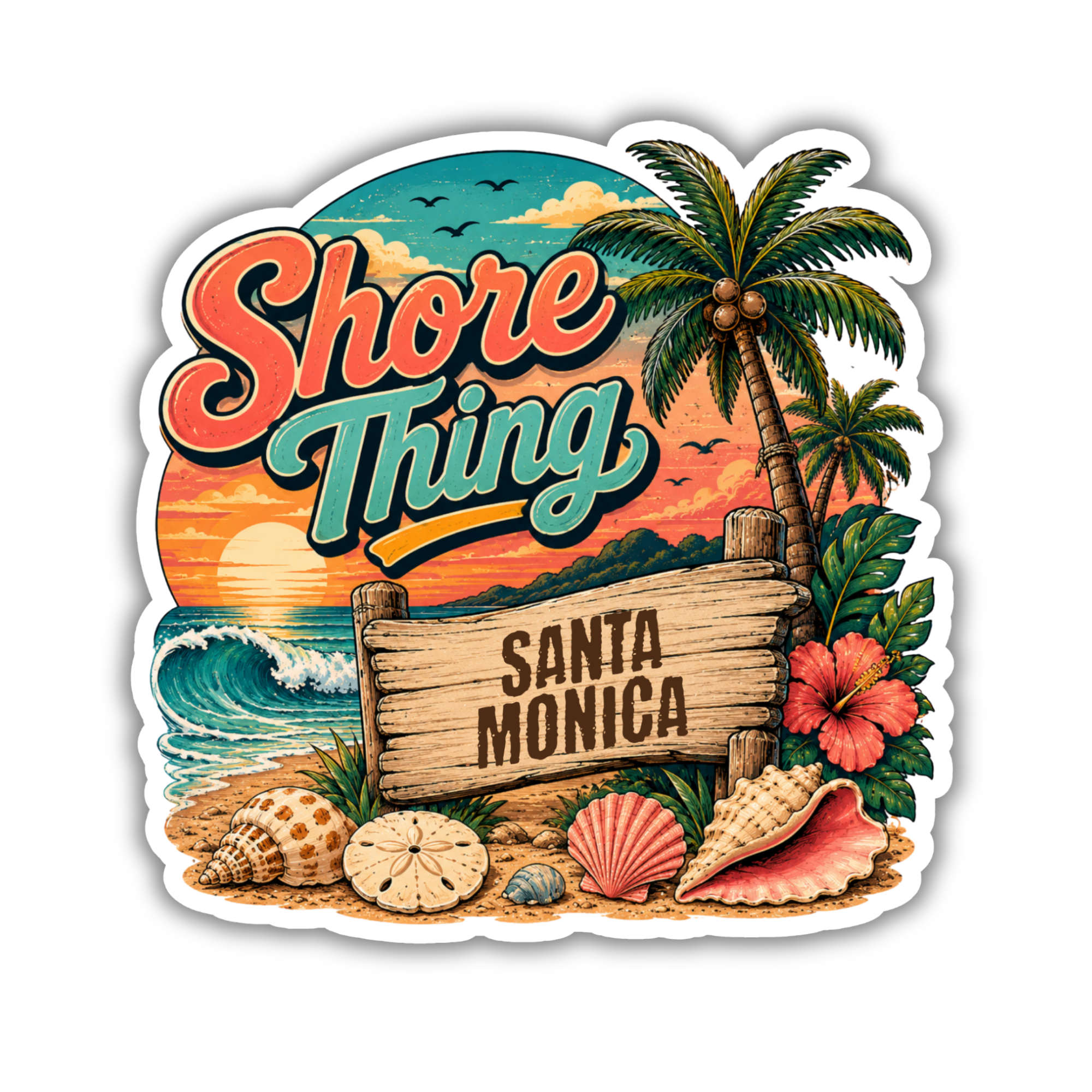 Custom Stickers, Vinyl Stickers | Shore Thing Beach Scene