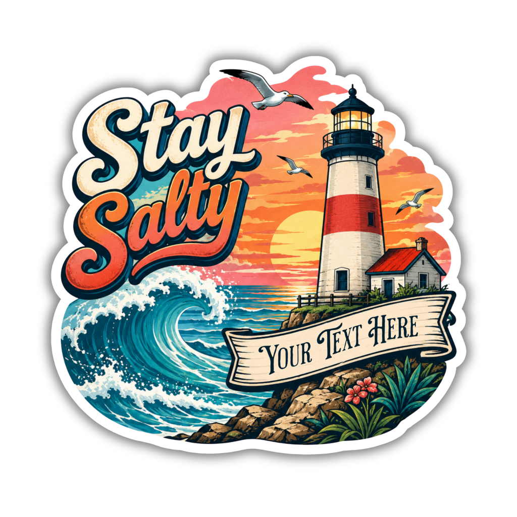 Custom Stickers, Vinyl Stickers | Stay Salty Lighthouse Scene