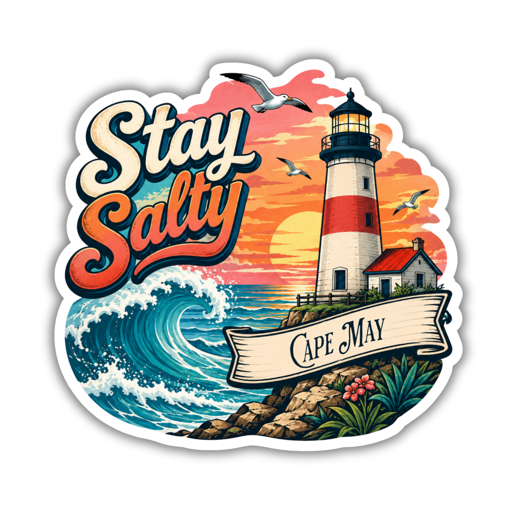 Custom Stickers, Vinyl Stickers | Stay Salty Lighthouse Scene