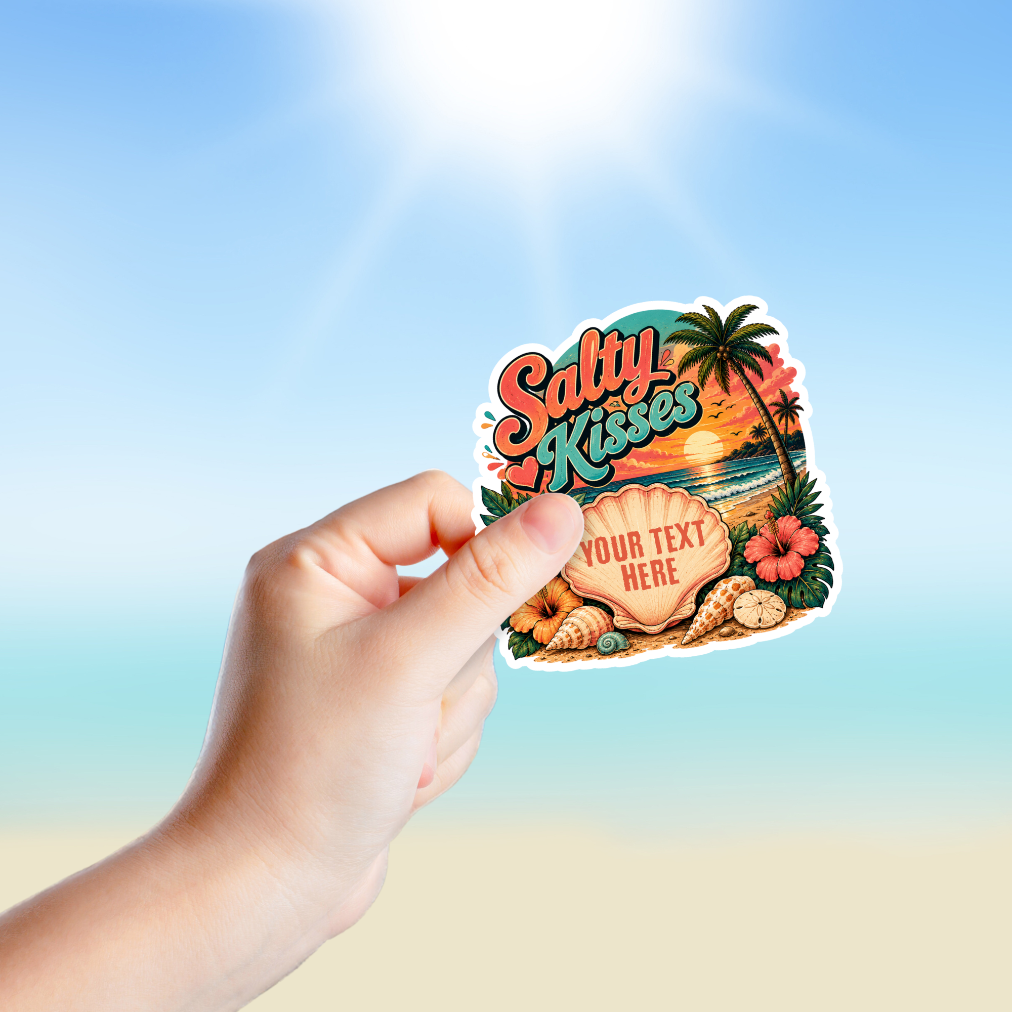 Custom Stickers, Vinyl Stickers | Salty Kisses Seashell