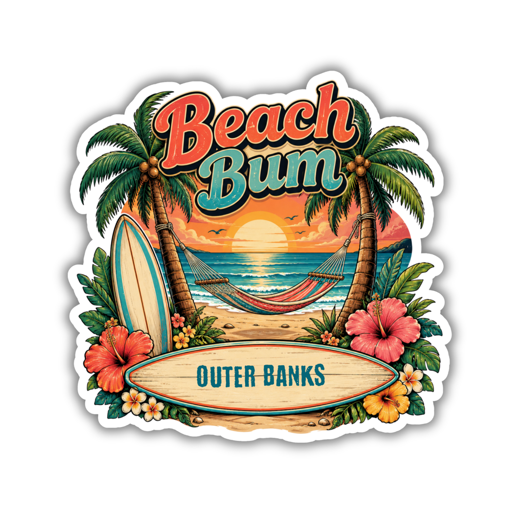 Custom Stickers, Vinyl Stickers | Beach Bum Hammocking Scene