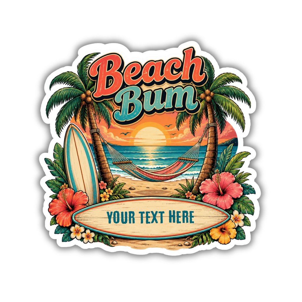 Custom Stickers, Vinyl Stickers | Beach Bum Hammocking Scene