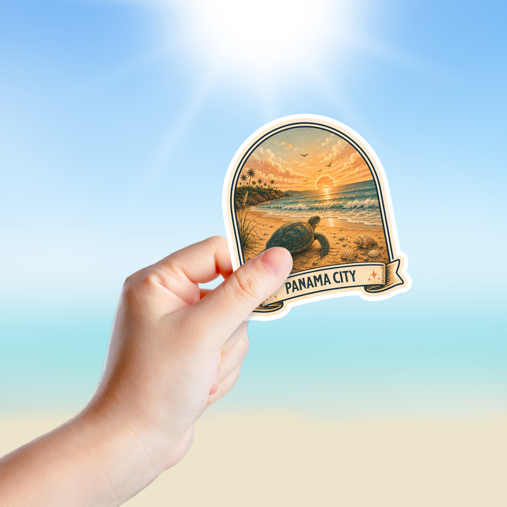 Custom Stickers, Vinyl Stickers | Sea Turtle at the Beach