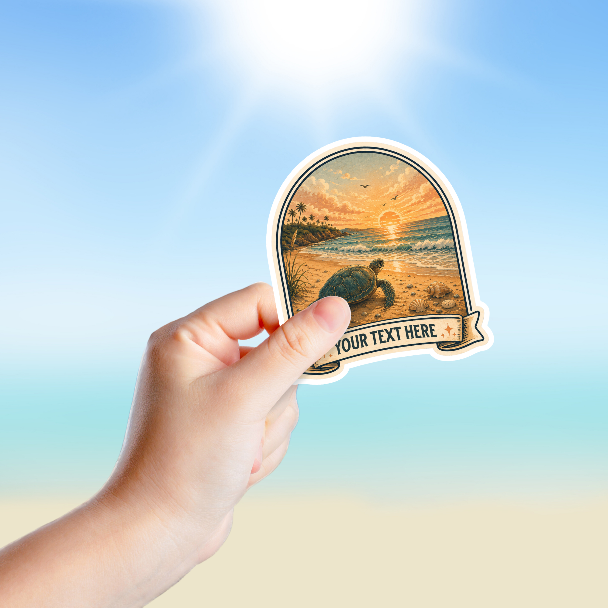 Custom Stickers, Vinyl Stickers | Sea Turtle at the Beach