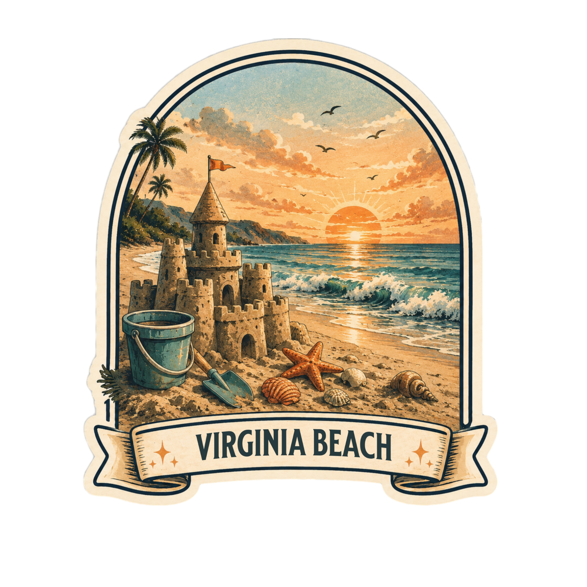 Custom Stickers, Vinyl Stickers | Beach Sandcastle