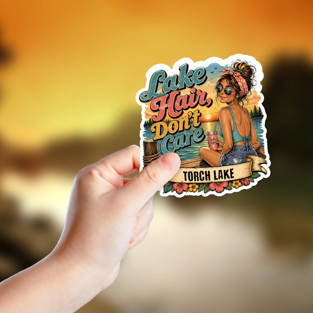 Custom Stickers, Vinyl Stickers | Lake Hair Don't Care