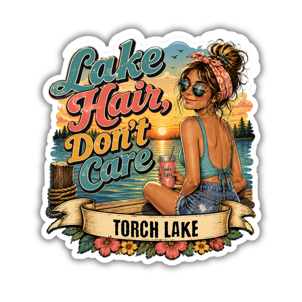 Custom Stickers, Vinyl Stickers | Lake Hair Don't Care