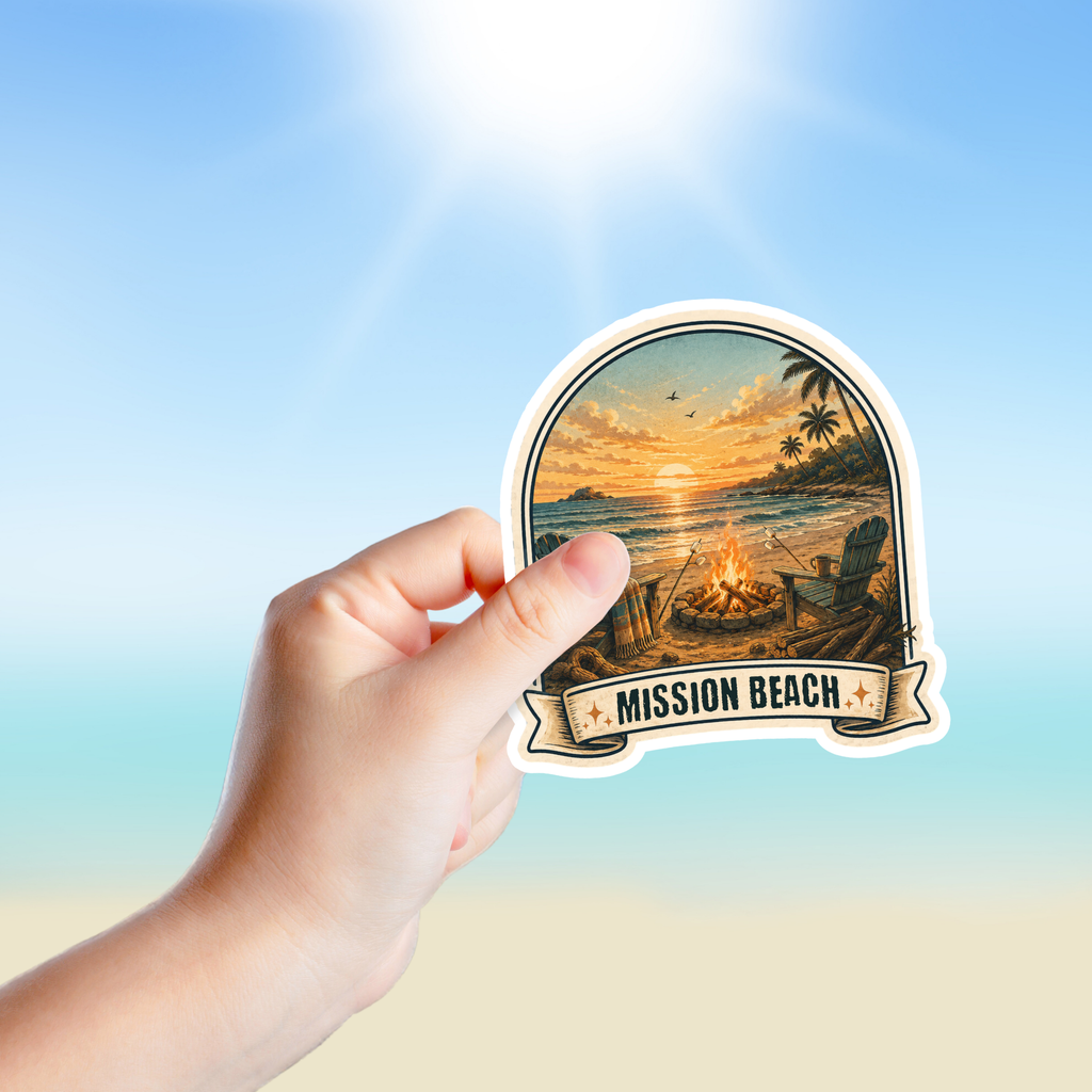 Custom Stickers, Vinyl Stickers | Beach Campfire