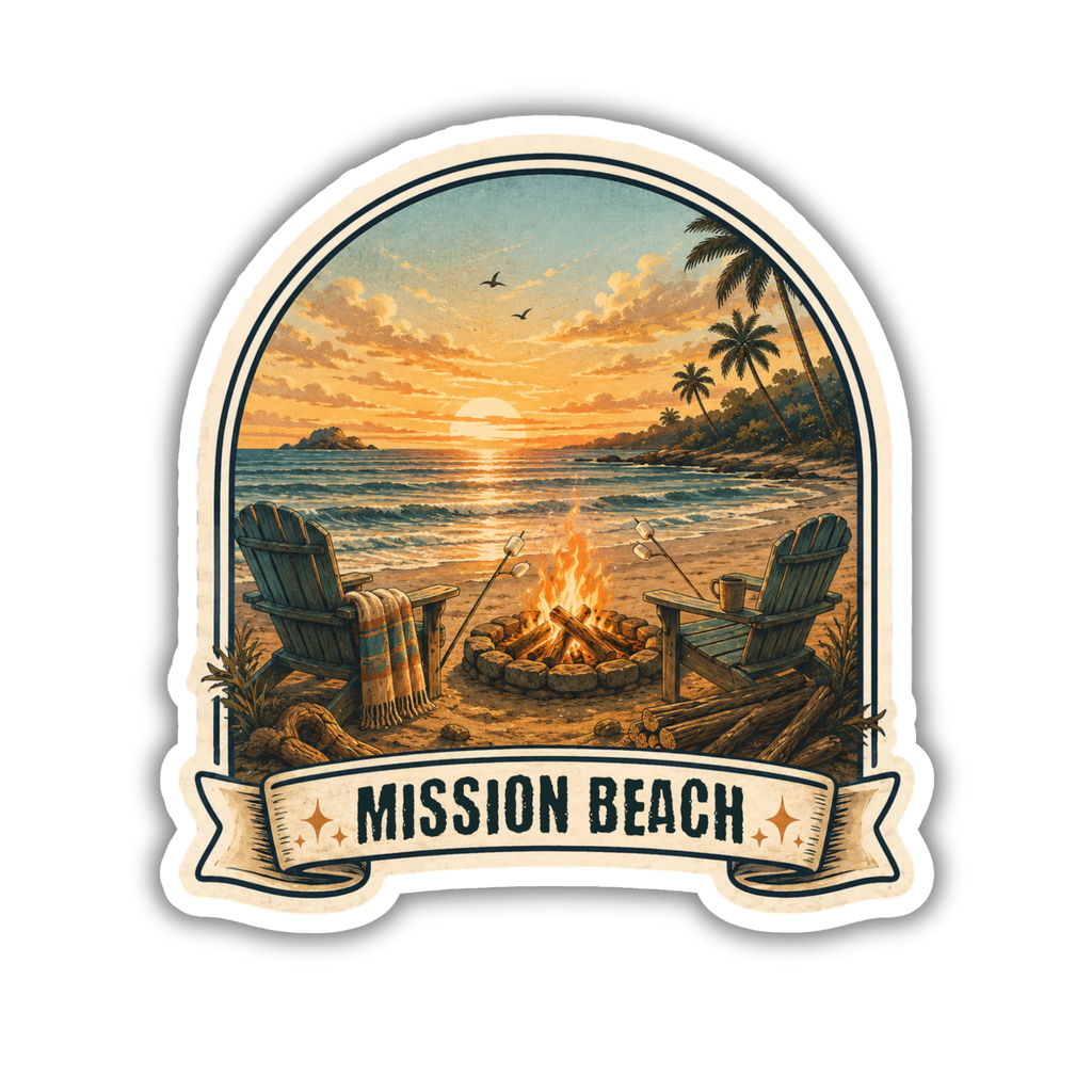 Custom Stickers, Vinyl Stickers | Beach Campfire