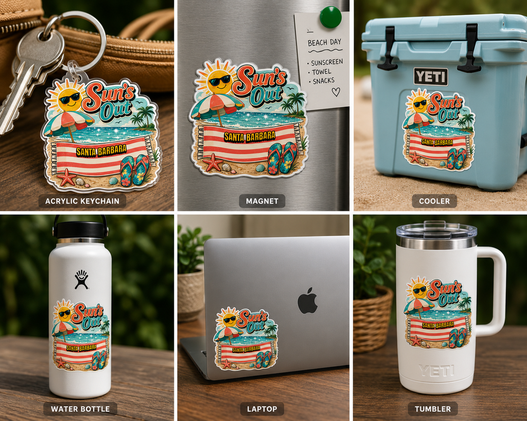 Custom Stickers, Vinyl Stickers | Sun's Out Beach Scene