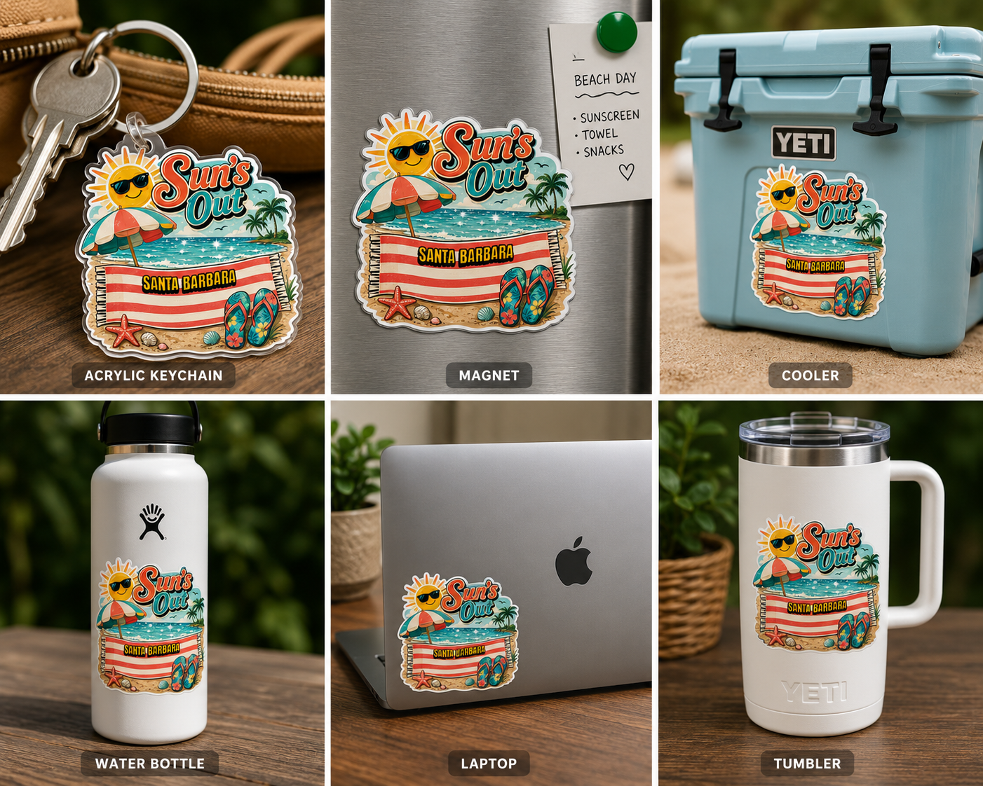 Custom Stickers, Vinyl Stickers | Sun's Out Beach Scene