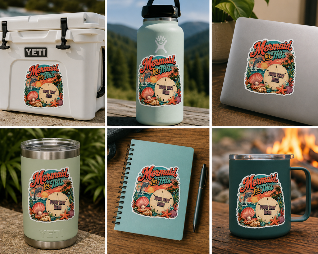 Custom Stickers, Vinyl Stickers | Mermaid Beach Design