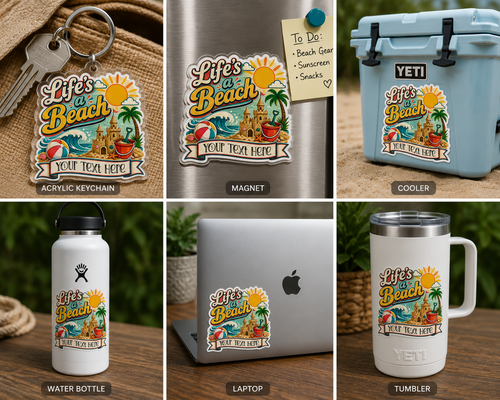 Custom Stickers, Vinyl Stickers | Life's a Beach Design