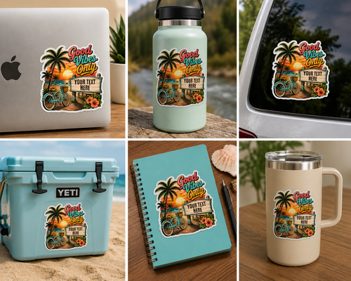 Custom Stickers, Vinyl Stickers | Good Vibes Beach Design