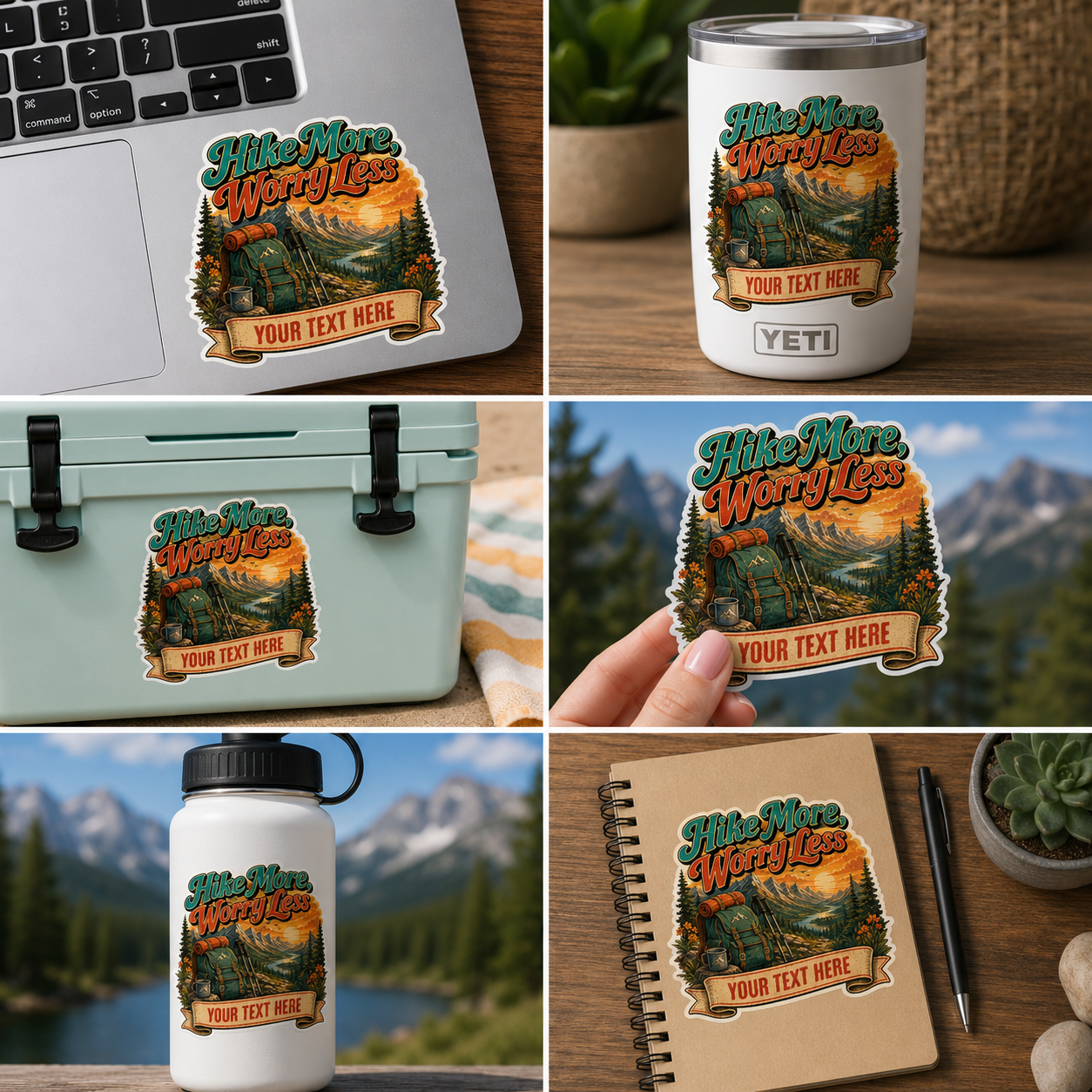 Hike More Worry Less | Custom Stickers, Vinyl Stickers