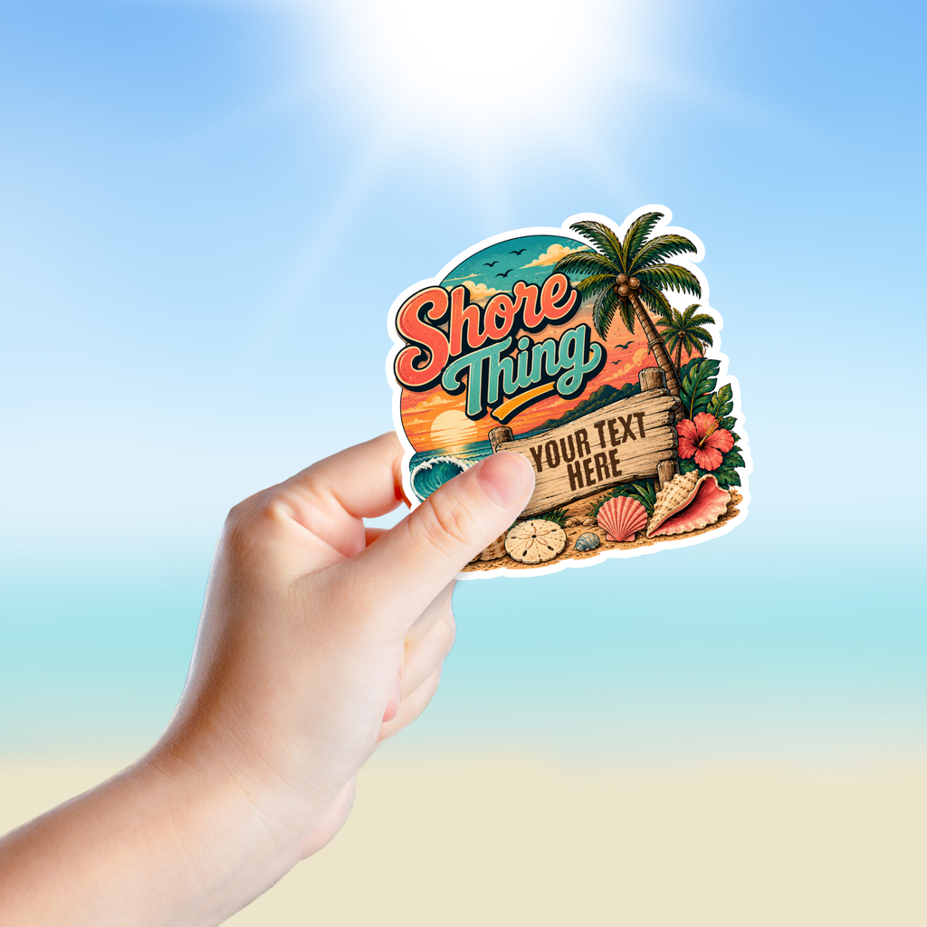 Custom Stickers, Vinyl Stickers | Shore Thing Beach Scene